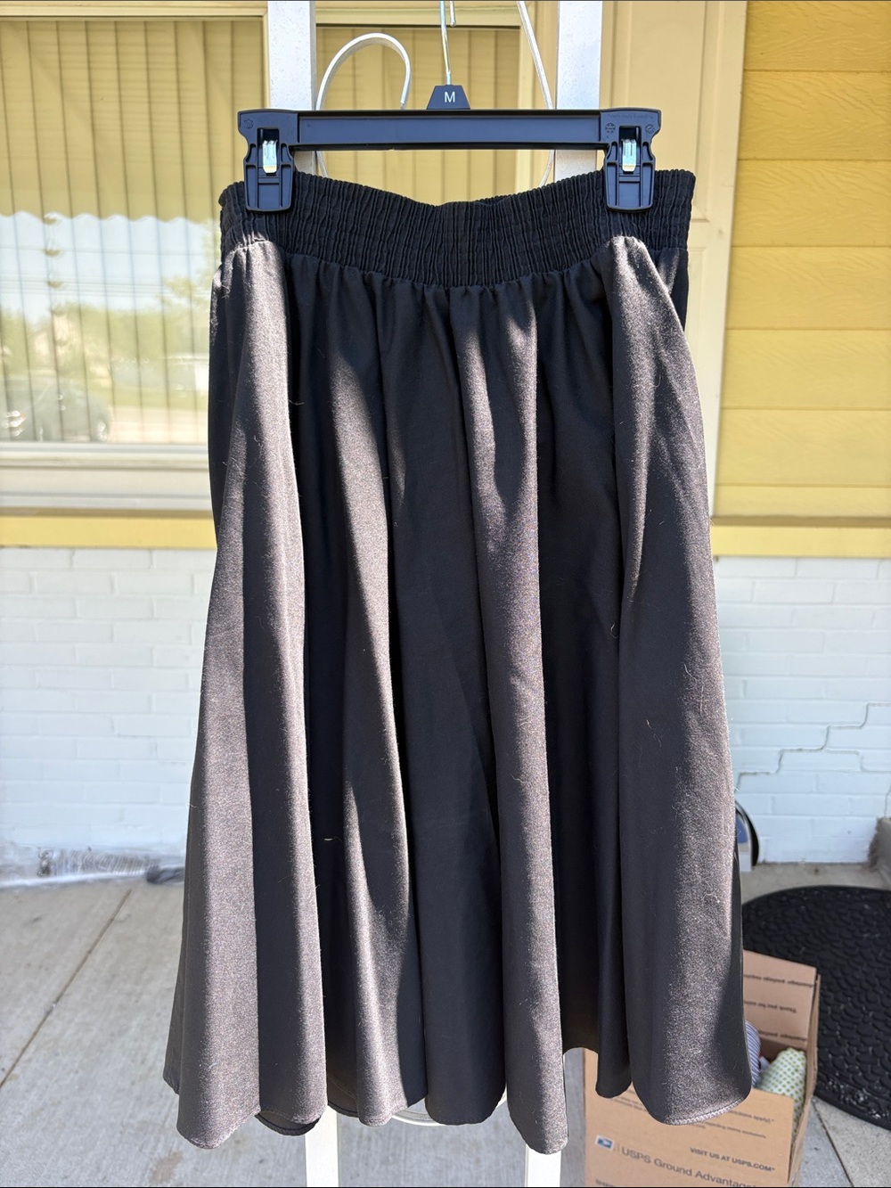 Women's Black A-Line Skirt with Elastic Waist